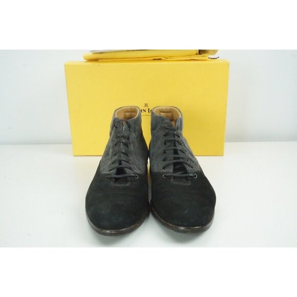 John Lobb Winner Boot Ebony Velveteen Charcoal Twill Boots Sz 9.5 W/ Box Bags